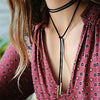 Long Black Leather Choker Leather Necklace