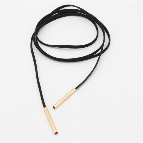 Long Black Leather Choker Leather Necklace