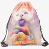 Cat Escape 3D Drawstring Backpack