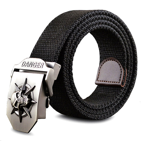 Men's Canvas Skull Metal Belt