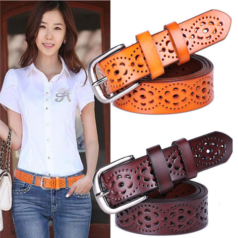 Women Fashion Wide Genuine Leather Belt